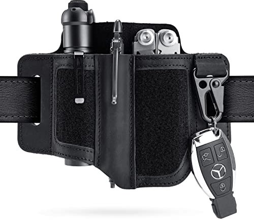 VIPERADE PL3 Multitool Scheide Lederscheide mit DIY Patch Bereich,EDC Taschen Organizer für Herren für Leatherman Multitool,Taschenlampenhalter mit Stifthalter,EDC Gürtel Organizer mit Schlüsselhalter