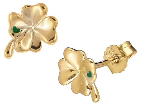 trendor Kinder-Ohrringe Gold 333/8K Kleeblatt Ohrstecker verspielter Ohrschmuck aus Echtgold, wunderschöne Geschenkidee für Kinder, 41548