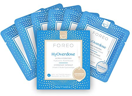 H2Overdose Advanced Collection 2.0 UFO-Activated Facial Mask, Hydrating Facial, Beauty & Personal Care, Hyaluronic Acid & Vitamin E, For All Skin Types, Dry skin & Flaky Skin, 6 Pieces in pack