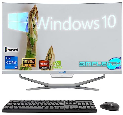 SIMPLETEK - All-in-One-PC mit gebogenem Bildschirm 24 Zoll Core i7 | Grafikkarte AMD Radeon RX550 mit 4 GB | Windows 10 | 16 GB RAM SSD 960 GB | ideal für Videobearbeitung, Gaming, Arbeit