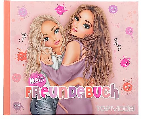 Depesche 12399 TOPModel Happy Together - Freundebuch in Rosa mit Model-Motiv, Freundschaftsbuch mit wattiertem Cover und 108 Seiten zum Eintragen für deine Freunde