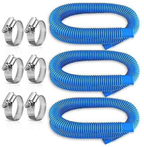 HZIYOU Mangueras de piscina, manguera de repuesto de piscina de 1.25 pulgadas de diámetro para piscinas sobre el suelo, paquete de 3 tubos de bomba de piscina con abrazaderas de manguera