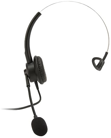 Telephone Headset, VT200 Crystal Head Customer Service Headset Single Ear Type, Noise Canceling Corded Phone Headset with Volume Control & Flexible Mic, All Day Comfort