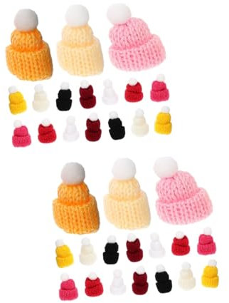 EXCEART 100 Stück Mini-Mütze Krippen-Bastelmütze Bastelmütze Kleine Strickmütze Strickmütze Bommel-Charm-Anhänger Miniatur-Puppenmütze Strickmütze Puppenmütze Künstlerbedarf