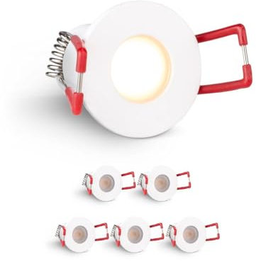 LongLife LED 6er Set Einbaustrahler Mini 3W 2700K weiß RAL 9016 IP65 Dimmbare Strahler für Terrassenüberdachung, Carports, Dachüberständen