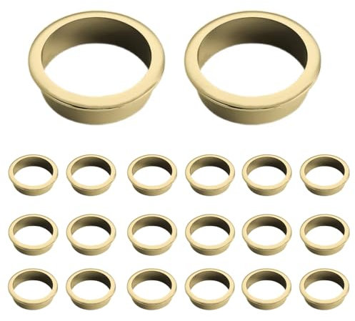 20Pcs Desk Cable Grommets 25mm Wire Hole Cover Round Plastic Grommet Cable Hole Cover for Home Office Table Wire Organizers (Bright Gold)