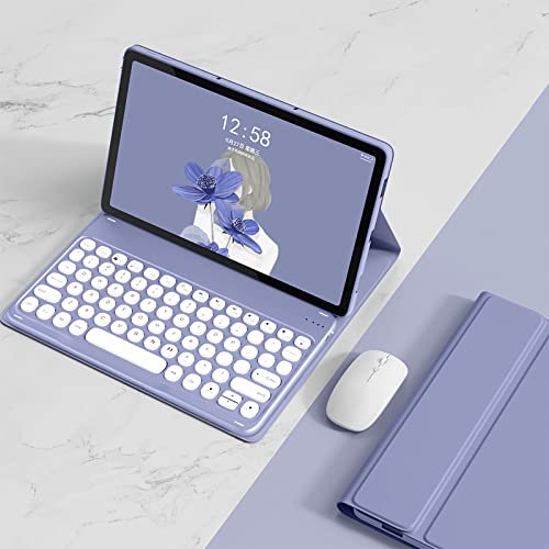 GUPENAA Keyboard Case for Lenovo Tab P11 (2nd Gen)/Plus 11.5 2023, Magnetic Detachable Keyboard with Bluetooth Mouse, Cute Round Cap Keyboard,Purple