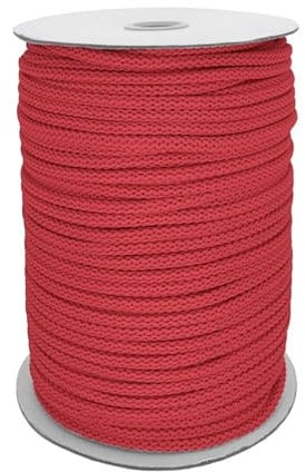 Polyester-Schnur 100m Kordel Seil Bekleidungskordel Makrameeschnur weiche Häkelbindung Ø ca. 6mm, Farbe:341 - erdbeerrot