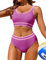 AI'MAGE High Waist Bikini Set Bauchweg Badeanzug High Waist Bademode Sportlich Zweiteiliger Bikini Push Up, Rose Rot S