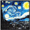 Lingso Seidenähnlicher Schal, Kopftücher für Damen, Fleckenmuster, quadratisch, 89,9 x 89,9 cm, Van Gogh Sternennacht, 35*35
