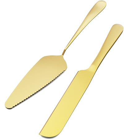 GWHOLE 2 Stück Kuchenheber Gold Tortenheber Edelstahl Tortenmesser Tortenschaufel Tortenausstecher Lasagneheber Server-Set Kuchenscheibe für Geburtstag Partys Hochzeit, Einfache Reinigung