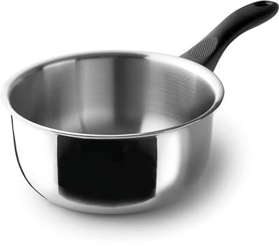 Lacor - 31218 - Cazo Recto Garinox, Acero Inoxidable, Acabado Pulido Brillante, Mango Ergonómico de Baquelita, 2 Litros, Apto para Inducción, No apto para Horno, Apto para Lavavajillas, Ø18cm
