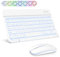 SOPPY Tastiera e Mouse Bluetooth Portatili con Retroilluminazione, Mini Tastiera Ricaricabile, Tastiera Wireless per iPad/Samsung Tab/Lenovo Tab/iOS/Android/Windows, Layout Italiano (Bianco)