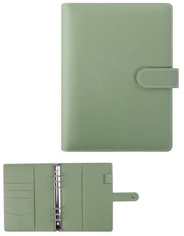 A5 Ringbuch Kunstleder,A5 Binder A5,Ringbuchordner A5 Ringbuch Nachfüllbar,Budgetplaner A5,Budget Binder A5 (Ohne Innenpapier),Geeignet für Büro-,Schul- und Reisearbeiten,PU Leder,Grün