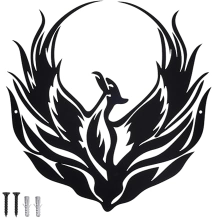 EANAGO Metalldeko >PHOENIX< Wanddeko aus Metall Dekoration Wohzimmer Esszimmer Küche Büro schwarz