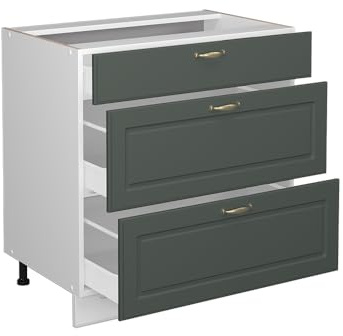 Vicco Küchenunterschrank Fame-Line, Grün-Gold Landhaus, 80 cm