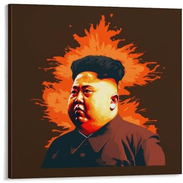 Lustiges Kim Jong Un Poster, minimalistischer Stil, Poster, Druck, Kunst, Wandgemälde, Leinwandposter, moderne Schlafzimmer-Dekoration, 71,1 x 71,1 cm
