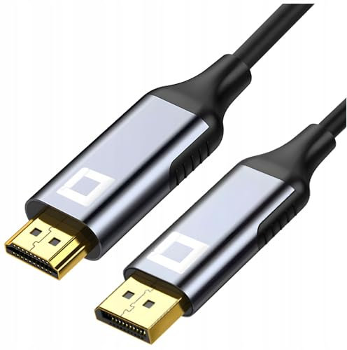 CO2 8K Câble DisplayPort vers HDMI 1m 8K/60Hz, 4K/120Hz, Full HD, Dynamic HDR FreeSync G-Sync, Plug & Play, 18 Gbps, Unidirectionnel, Compatible avec HP, ThinkPad, AMD, NVIDIA