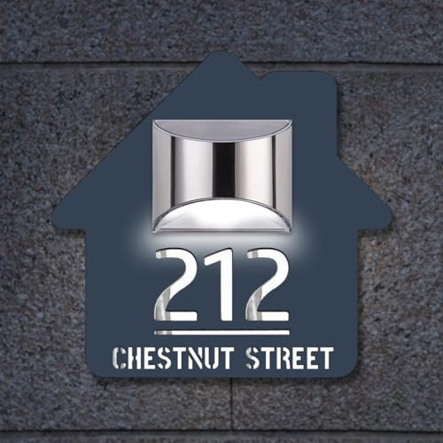 Números solares personalizados de casa para exteriores, letreros solares de dirección para casas, números de casa iluminados, placa de dirección LED con nombre de calle, placa de dirección para casa y