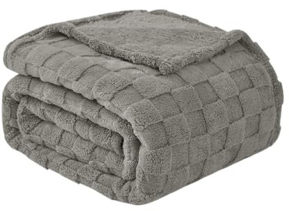 Good Nite Coperta Pile Matrimoniale Letto Singolo Plaid Saldo Calda Primavera Estiva Autunno Inverno Coperta a Scacchi Quattro Stagioni Morbido Accogliente e Caldo(130x150cm Grigio)