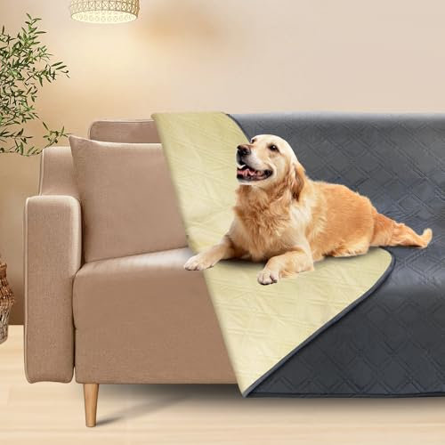 UNOSEKS wasserdichte Hundedecke, Hunde Decke Couch Katzendecke Waschbar Sofaschutz für Sofa, Bett & Auto Hundematte Kratzfeste Große Haustierdecken,Grau 100x80