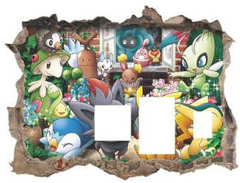 Cartoon-Aufkleber, 3D-Wandaufkleber für Schlafzimmer, Wohnzimmer, Wanddekoration, Dekoration für Kinderzimmer, 45 x 60 cm, interessantes Anime-Motiv