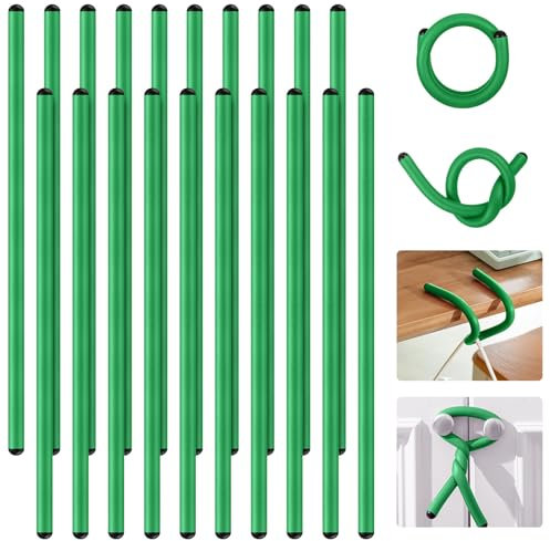 Ninehaoou 20 Pcs 17 Inch EVA Foam Twist Rubber Ties Reusable Bendable Cable Tie Straps Flexible Heavy Duty Twisty Ties for Organizing Cords Bundling (Green)