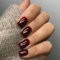 DMQ Wine Red False Nails Short, 24Pcs Burgundy Fake Nails with Glue, Square Press on Nail Removable Glue-on Nail Tips for Christmas Party Women Girls Nail Art Accessories