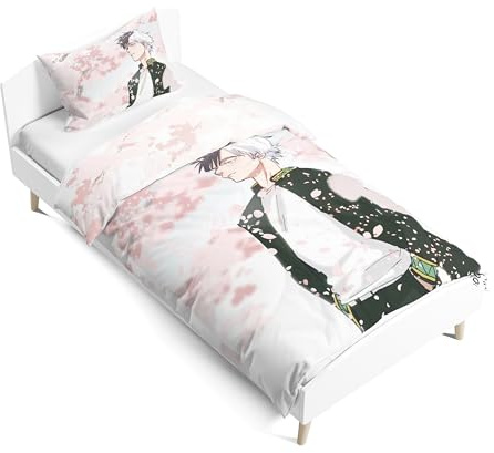Xinchangda Windbreaker-Bettwäsche-Set für Einzelbett, Haruka Suo Hayato, 3D-Druck, Cartoon-Charakter, Bettbezug und Kissenbezug, Anime-Bettwäsche-Set