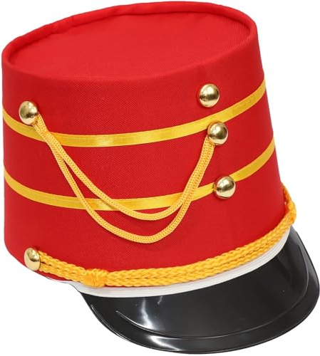 Lpitoy Red Nutcracker Hat Adult Soldier Hat Costume Marching Band Majorette Ring Master Top Hat Drum Band Major Hat Halloween Costume Cosplay Accessory