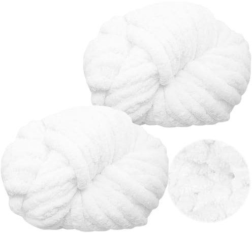 Dicke Wolle zum Häkeln 250gx2, Chunky Yarn Wolle Reinweiß, Super Soft Chunky Wolle, Dicke Wolle zum Handstricken, Armstricken Wolle Flauschig zum Häkeln Decke, Schals, Mützen, Zierkissen