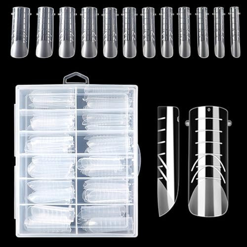 120 Stück Falsche Nägel System Dual Nail Form Matte Quadrat Nagel-System Maniküre-Werkzeuge mit Skala für Acryl- und Gel-Nägel