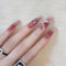 24PCS Long Coffin Press On Nails - Nude Pink 3D French Tip Fake Nails with Rhinestones and Butterfly Design, Elegant Ballet Style Stick On Nails with Glue