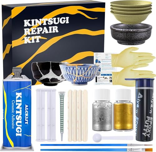 Alckijy Kintsugi - Kit di riparazione in ceramica, 21 pezzi, per riparare i vostri oggetti significativi con facilità