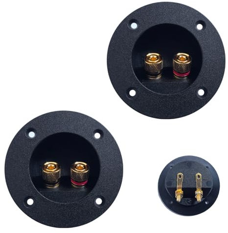 HAFRILY 75mm DIY Round 2-Way Speaker Box Terminal Binding Post All-copper Terminal Post For Speaker Connectors Subwoofer Connector Stage Cables Spring Cups