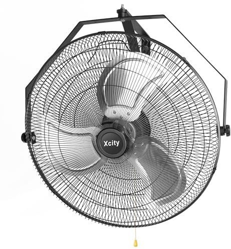 Xcity 20 Inch Metal Wall Fan:High Speed 3 Speed Adjustable Tilt Fan 5500 CFM Aluminum Blades for Warehouse