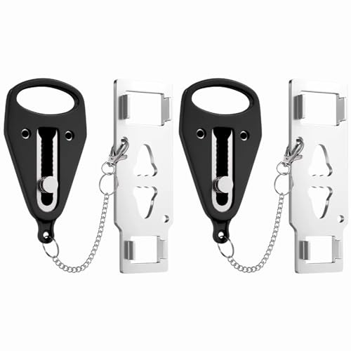Lot de 2 serrures de porte portables pour voyage - Serrures de porte d'hôtel pour la sécurité des voyageurs - Verrou de sécurité de porte de l'intérieur pour la maison et l'appartement - Verrous de