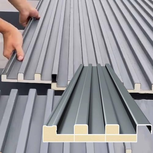 Metal Roofing Panels - Corrugated Aluminum Roof Panels, Long Side Panel Roofing Tiles for Outdoor House Storage Stables Patio Garages Sheds Gazebo Shed, 10Pcs(L4.9m/16ft)
