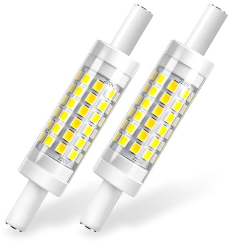 Quwem R7s Bulb 78mm LED Dimmable, 2Pcs 5W 6000k J78 Cool White Replacement R7s Liner Halogen Light Bulbs Equivalent Energy Saving Floodlight Security Light Bulb for Ceiling Uplighters Reading Lamps