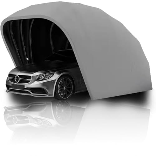 cendbirut Carport en Acier Inoxydable Haute résistance, auvent rétractable pour Voiture, Garage extérieur Pliant Mobile Semi-Automatique abri de Voiture Durable et Les intempéries,Gris