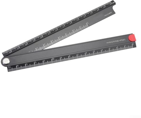0–300 mm Zollstock mit 90-Grad-Winkel, Aluminiumlegierung, Metall-Messwerkzeug für Ingenieur- und Lernanwendungen, Schwarz