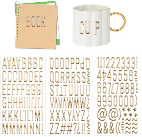 170 Stück Golde Buchstaben Und Zahlen Aufkleber 3 Blätter 3D Glitzer Klebebuchstaben Wetterfest Selbstklebende Goldene Buchstaben Zum Aufkleben Für DIY Scrapbooking Postfach Geschenke Dekoration
