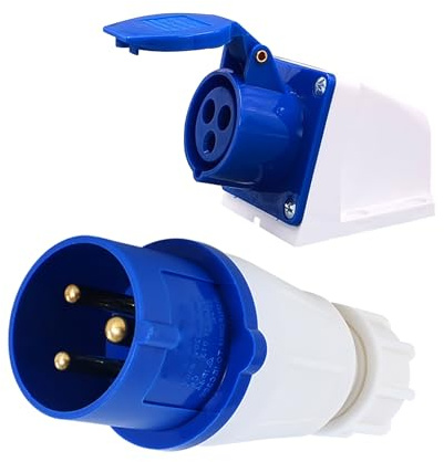2pcs 16amp Socket, 16amp Plug, 3-Core Weatherproof Industrial Connector Set Rotatable & Surface-Mounted for Construction Sites