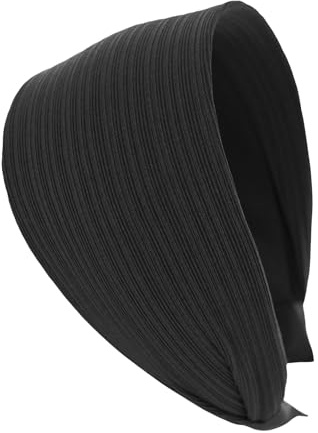 axy Breiter Haarreif aus Plissiertem Stoff Wunderschönes Design Damen Stirnband Haarschmuck Haarreifen Hairband HR39 (Schwarz)