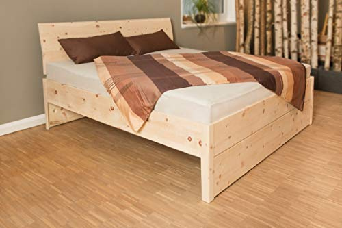geborgenschlafen.com Boxspringbett Ella aus Zirbenholz : Massivholzbett, metallarm, unbehandelt, Verschiedene Größen, optional mit Bettkasten, Made in Germany (ohne Bettkasten, 140 x 200 cm)
