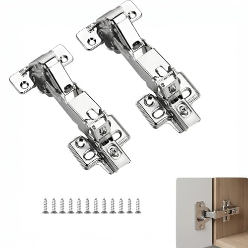 Kitchen Cabinet Wardrobe Door Hinge, Soft Close Cabinet Hinge with Screws | 2 Pcs Kitchen Cupboard Hinges, 170 Degree Cupboard Hinges for Kitchen Cupboard Lazy Susan Corner, 35mm Full Overlay Mute