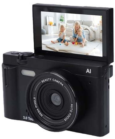 XUMIUZIY 16 GB 4K AI Digitalkamera mit 4 Zoll LCD Touchscreen, 64 MP WiFi Autofokus Digitalkamera mit AI Beauty Filtern, 18 fachem Zoom, Kompakte Digicam für Fotografie Vlogging