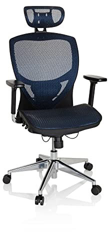 hjh OFFICE 657010 Profi Bürostuhl Venus ONE Netzstoff Schwarz/Blau ergonomischer Drehstuhl, Rückenlehne höhenverstellbar