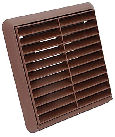 Kair Brown Louvred Grille 155mm External Dimension with Round 125mm - 5 inch Rear Spigot - Wall Ducting Air Vent