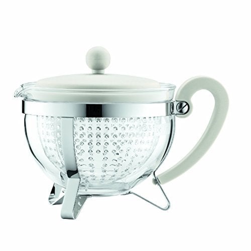 Bodum CHAMBORD Teekanne (Farbiger Plastikdeckel, Filter, Hitzebeständig, 1,0 liters) cremefarben, Creme
